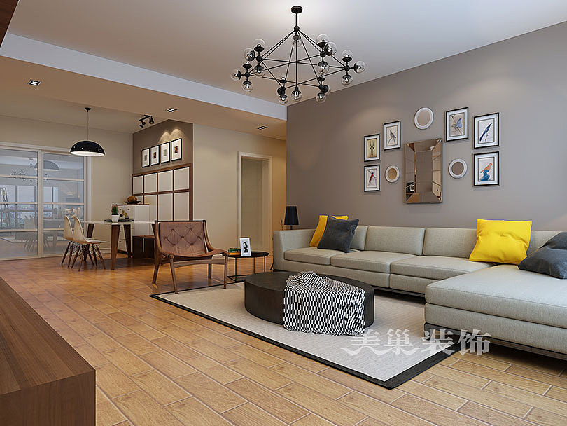 瀚宇天悦120平三室两厅现代简约装修样板间设计