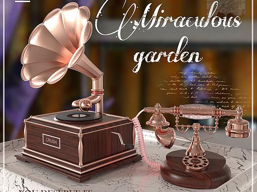 复古电话机、喇叭——建模、渲染、排版作品