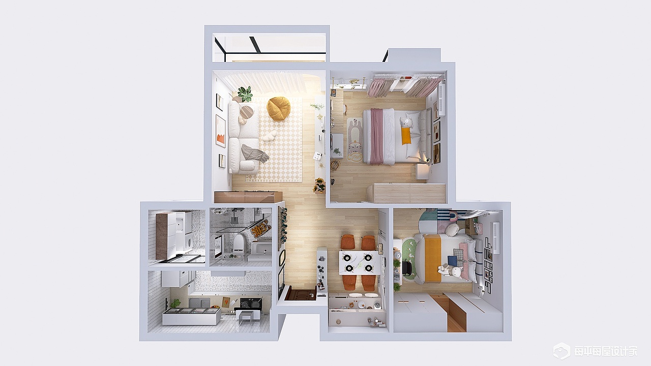 86平小户型两居的小家｜简单实用｜我心中的理想家（图ZMzMyNTQ5MTQw） - 家装设计 - 站酷设计师鸣杨913原创素材 - 站酷ZCOOL