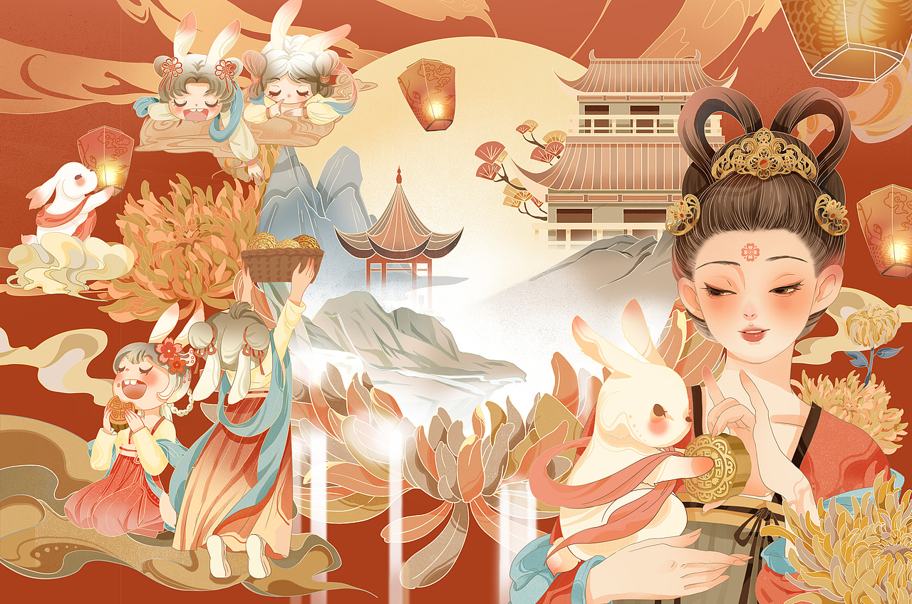 广寒天宫（图ZMzE1Nzc2OTIw） - 商业插画 - 站酷设计师目目桃原创素材 - 站酷ZCOOL