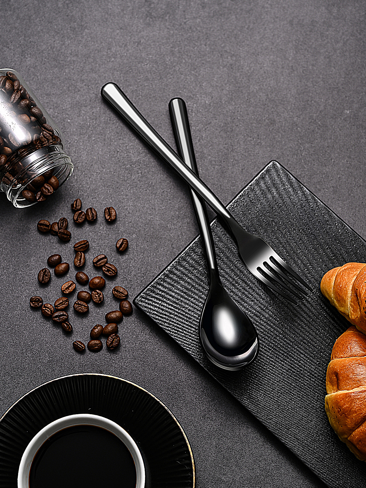 纯黑刀叉勺套装（图ZMzU1MzE2MjQ4） - 产品摄影 - 站酷设计师尚好摄影工作室原创素材 - 站酷ZCOOL