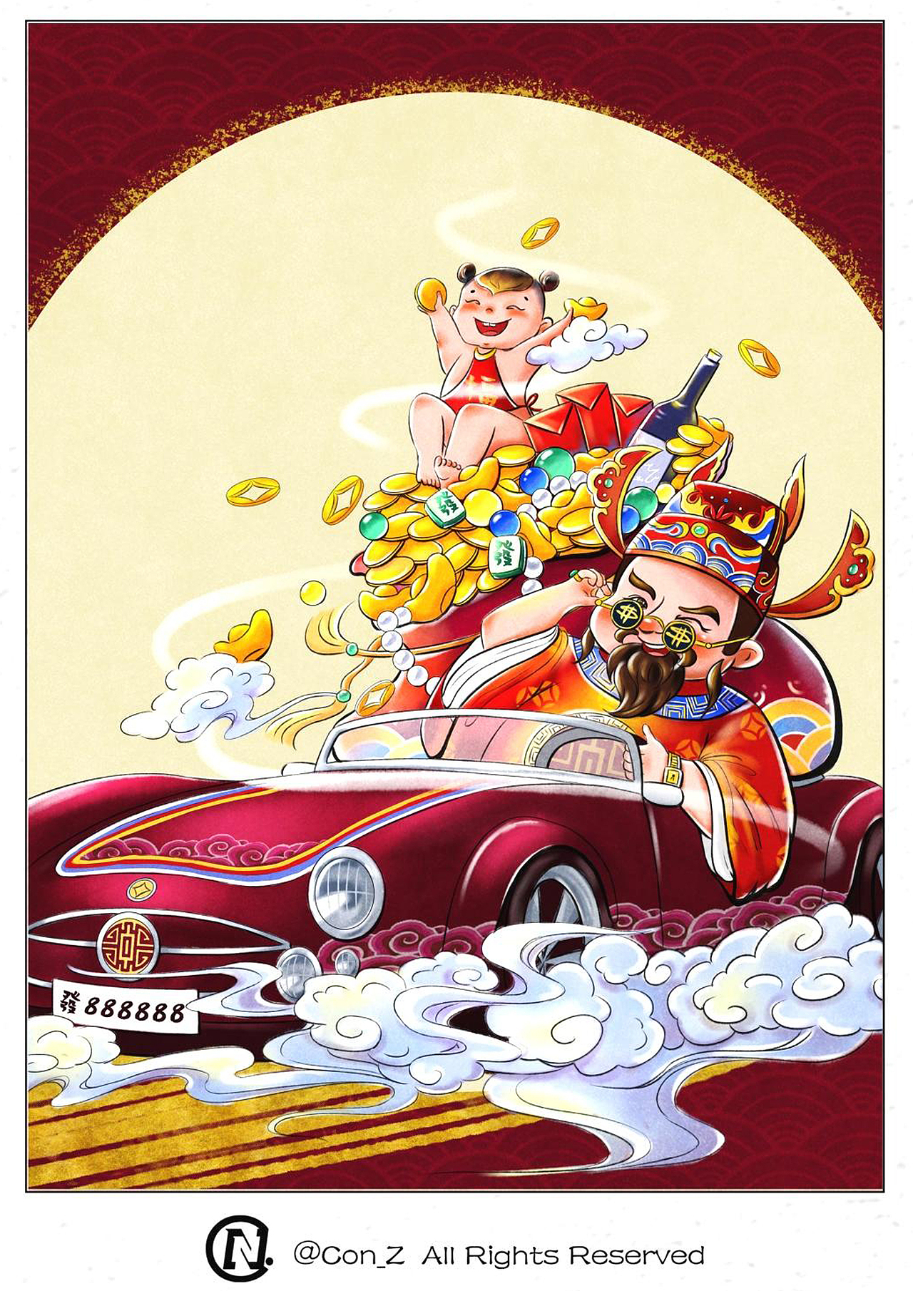 钱兔似锦财神到——桐门国风兔年财神作品（图ZMzA2NTgyNTM2） - 儿童插画 - 站酷设计师鱼雨桐原创素材 - 站酷ZCOOL