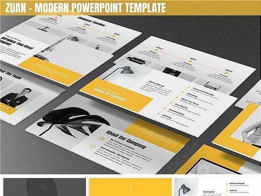 黄色全行业欧美风商务ppt模板