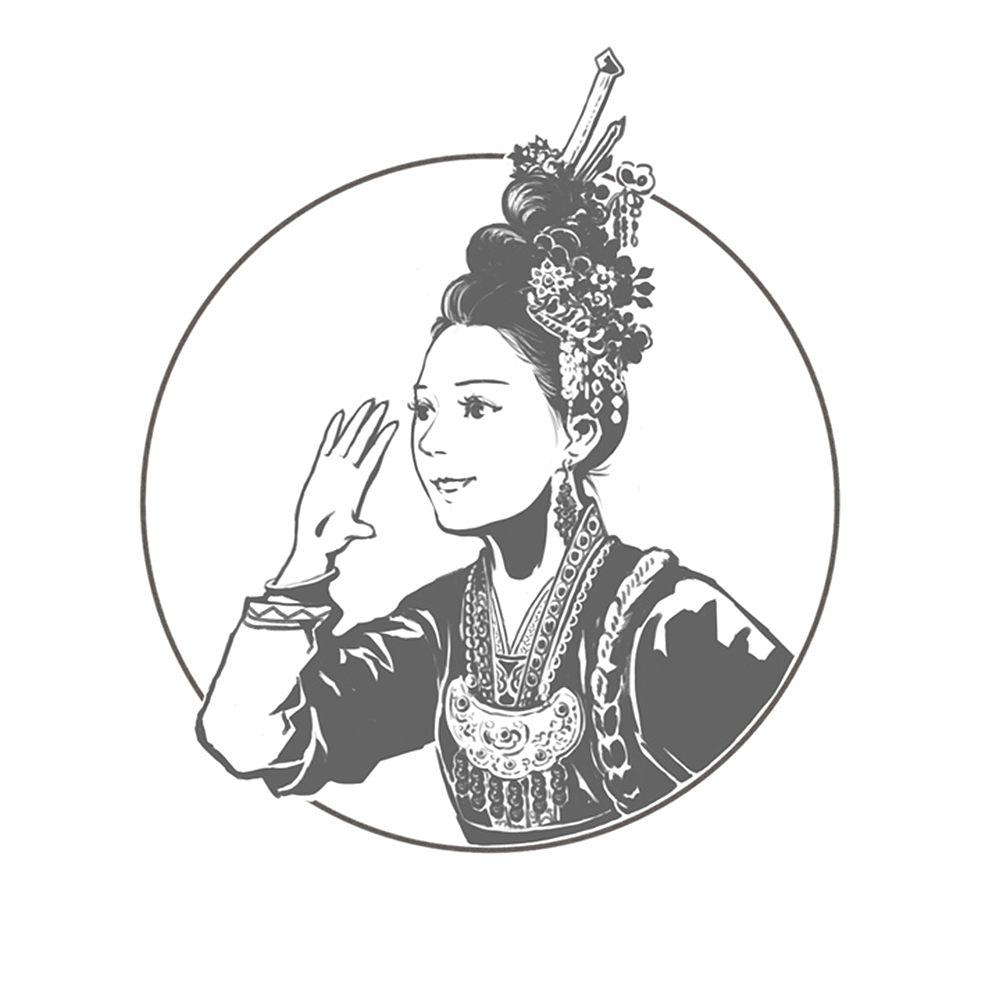 年初为一款茶叶包装画的一组侗族少女形象