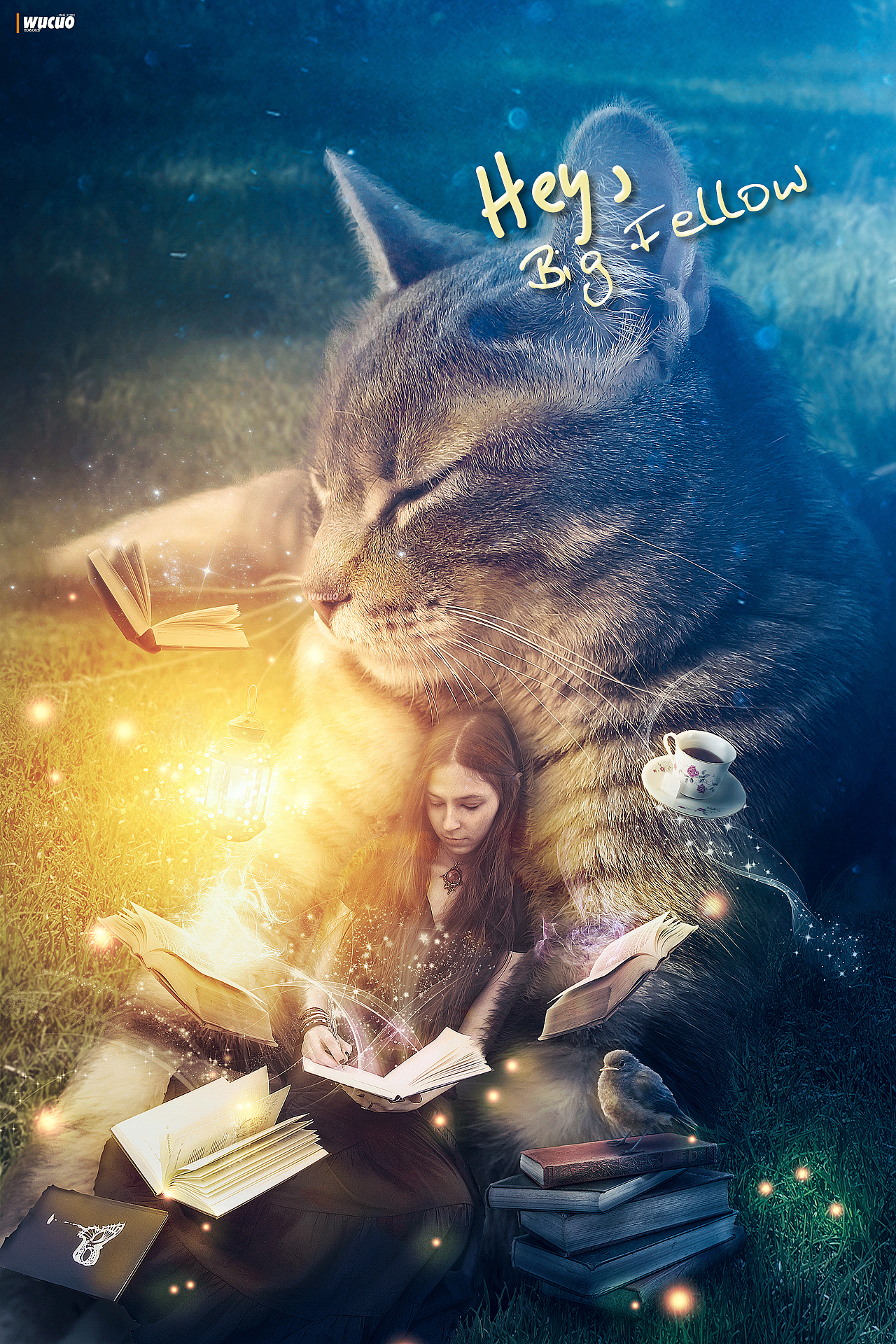 照片合成创意合成海报大猫