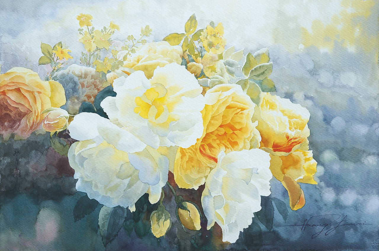 花花世界(水彩玫瑰花)|纯艺术|绘画|黄有维水彩_原创作品-站酷zcool