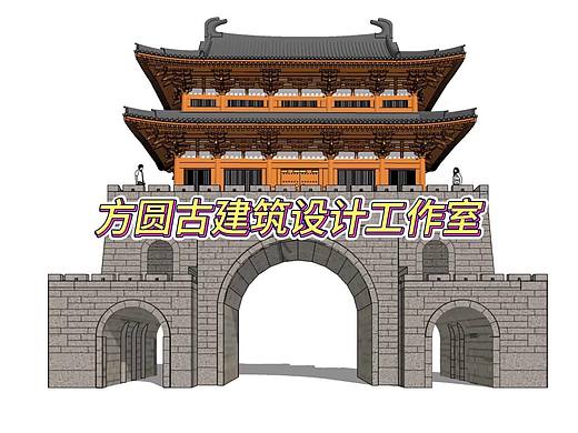 中国唐风古建筑——五间重檐歇山城楼