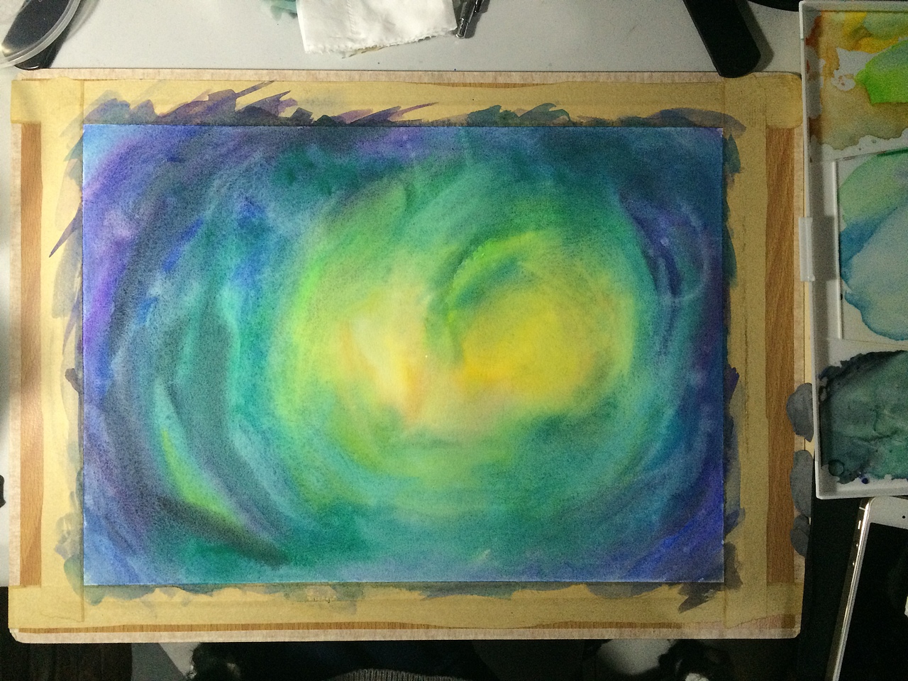 【不透明水彩】改自《龙猫》动漫截图树林等车一镜