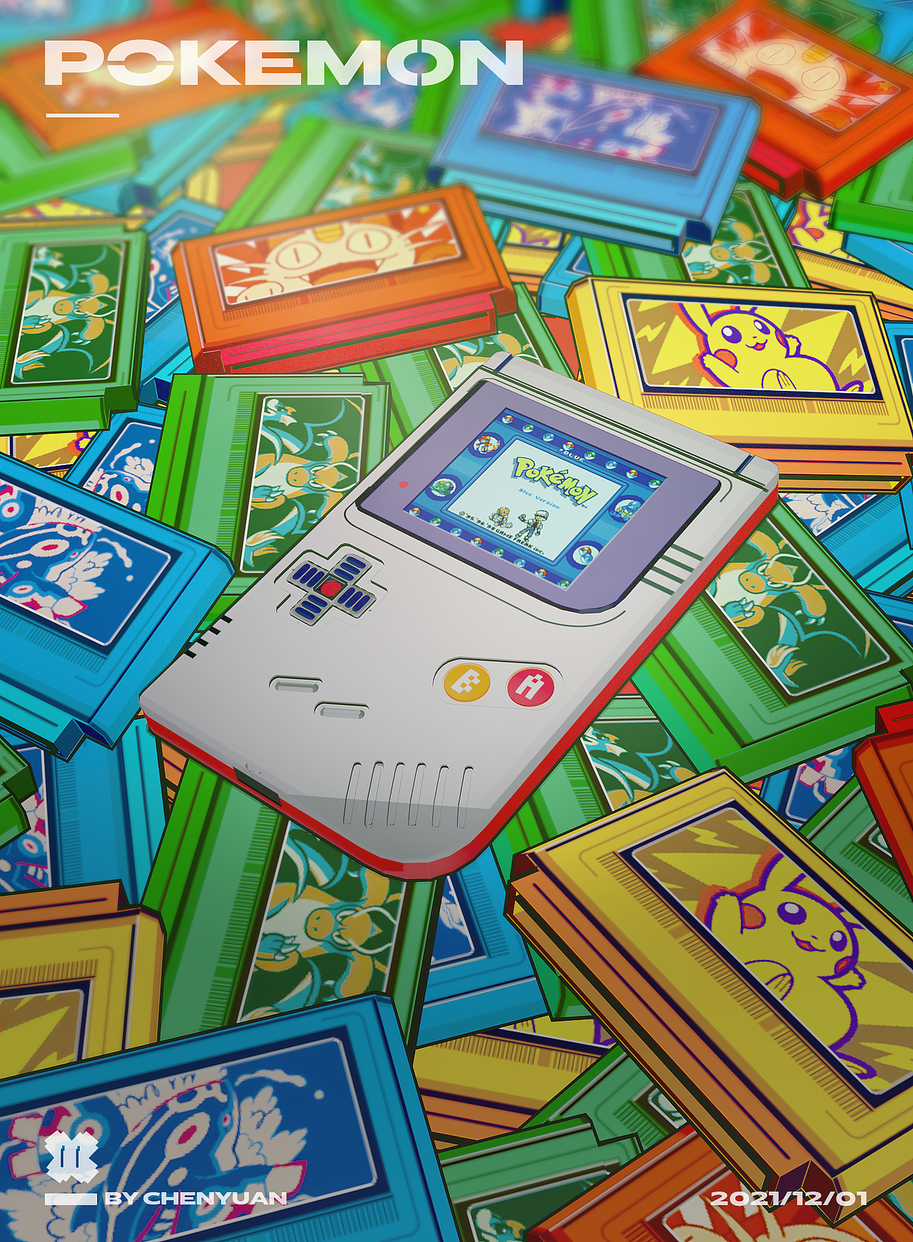 【三渲二】POKEMON | 游戏主机卡带小场景练习（图ZMjc5NzY5MjI4） - 场景 - 站酷设计师橙元X原创素材 - 站酷ZCOOL