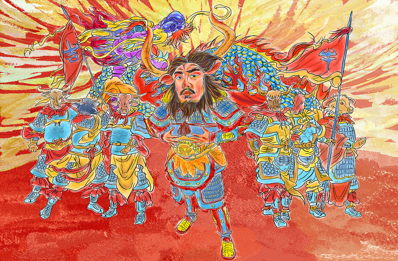 牛年恭贺画像（图ZMjQyODI5Njg4） - 新锐潮流插画 - 站酷设计师森特笑虎原创素材 - 站酷ZCOOL