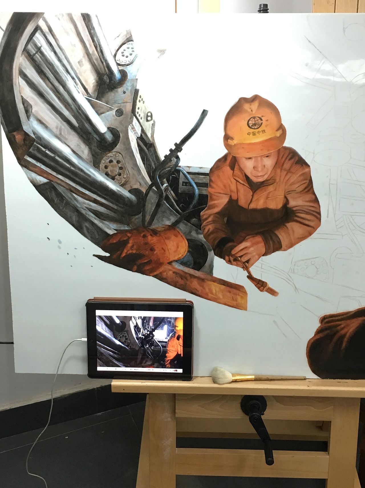 瓷板画 《盾构机维修》（图ZOTI1ODQxNDA=） - 绘画 - 站酷设计师郝有财原创素材 - 站酷ZCOOL