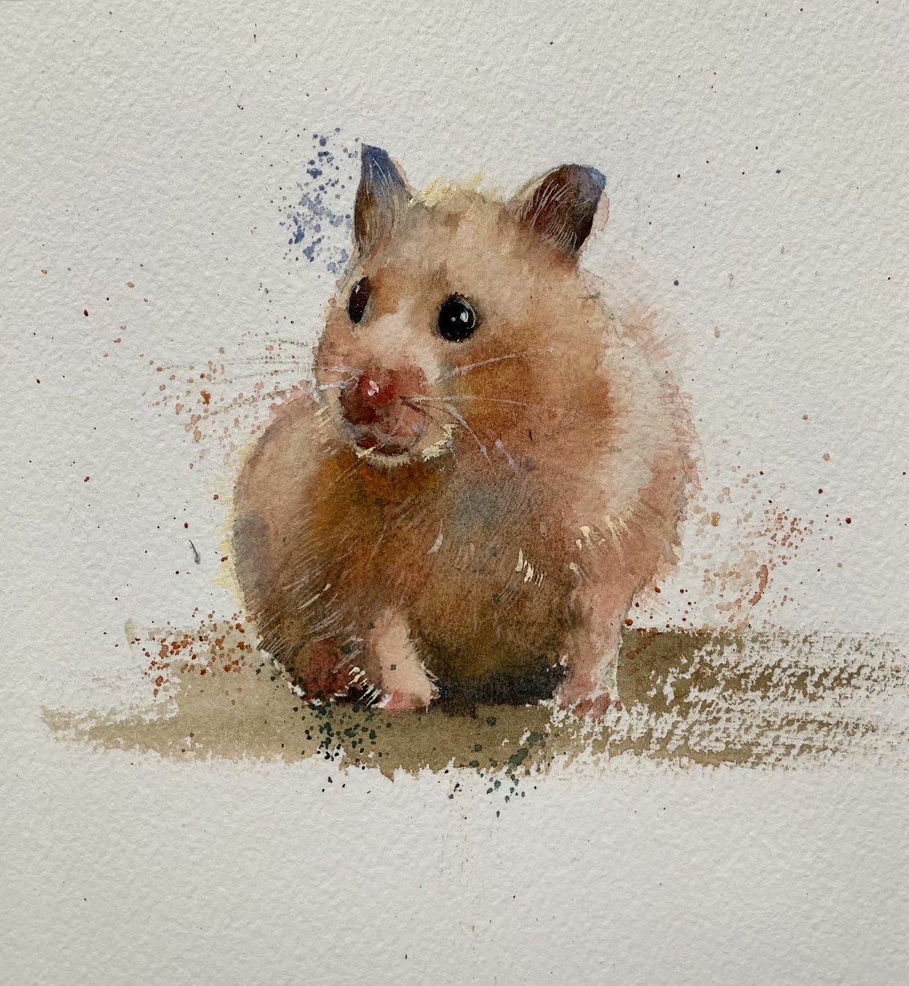 夏宇航水彩鼠年画鼠
