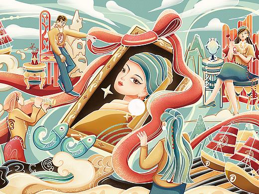 戴珍珠耳环的少女（个人主页-ZNjI5NTkzMDg=） - 商业插画 - 站酷设计师小型麻花原创素材 - 站酷ZCOOL