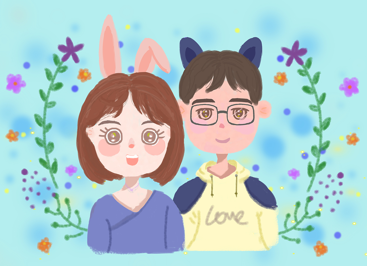 朋友结婚照插画