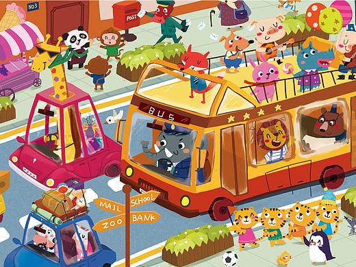 热闹的街道（个人主页-ZNDcyOTg3MjA=） - 儿童插画 - 站酷设计师朝阳有晴天原创素材 - 站酷ZCOOL