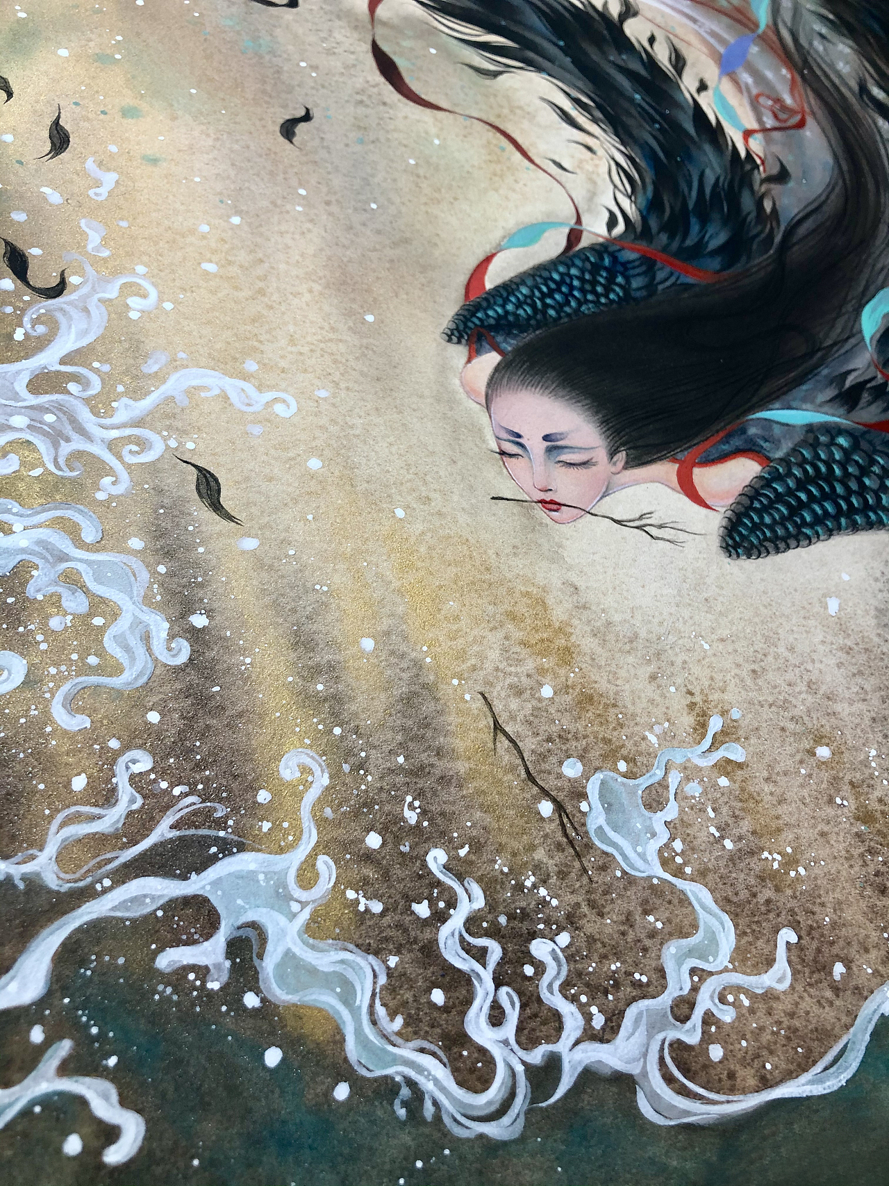 白树原创手绘山海经系列之精卫填海