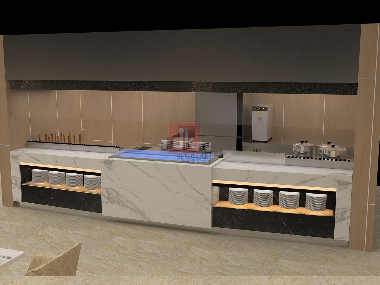 单位食堂自助餐台效果图