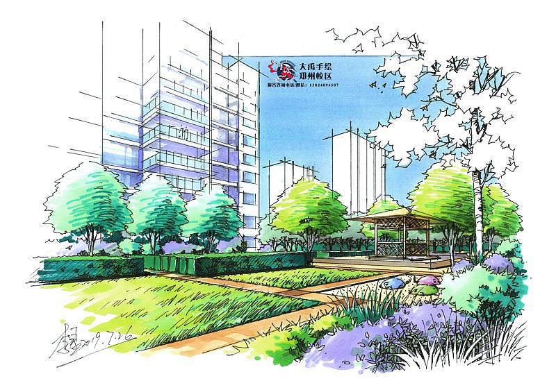 近期画的景观手绘表现（图ZMTc0NTE2MTQw） - 景观设计 - 站酷设计师画手会的老司机原创素材 - 站酷ZCOOL