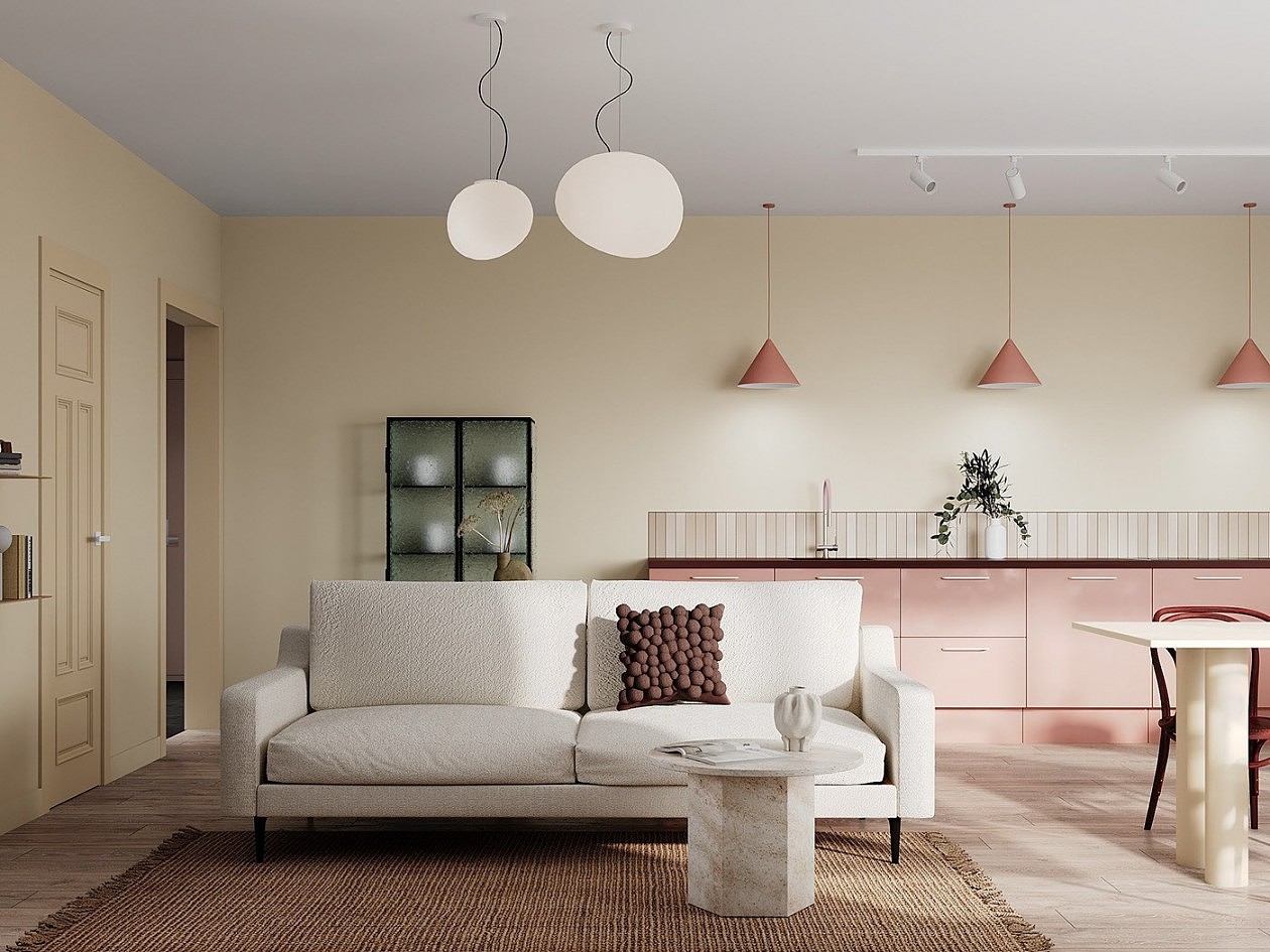 奶油色系公寓设计 超温柔的色调（图ZMjkwOTAzMTUy） - 家装设计 - 站酷设计师客服小涵原创素材 - 站酷ZCOOL