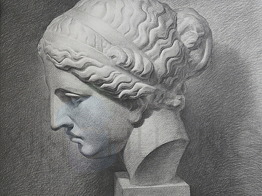 维纳斯石膏头像素描写生示范范画-天津新创画室