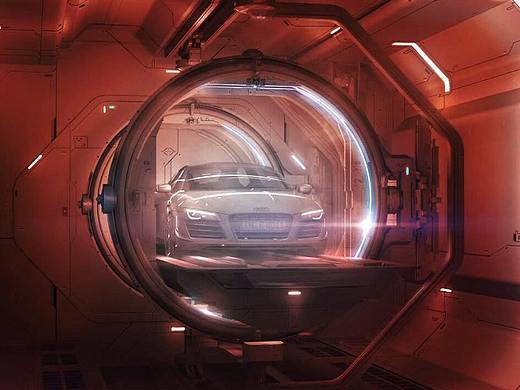 奥迪出生广告片-C4D创建超写实汽车太空仓场景渲染