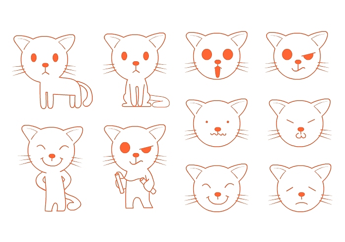 猫的卡通漫画形象设计一组-吉祥物设计