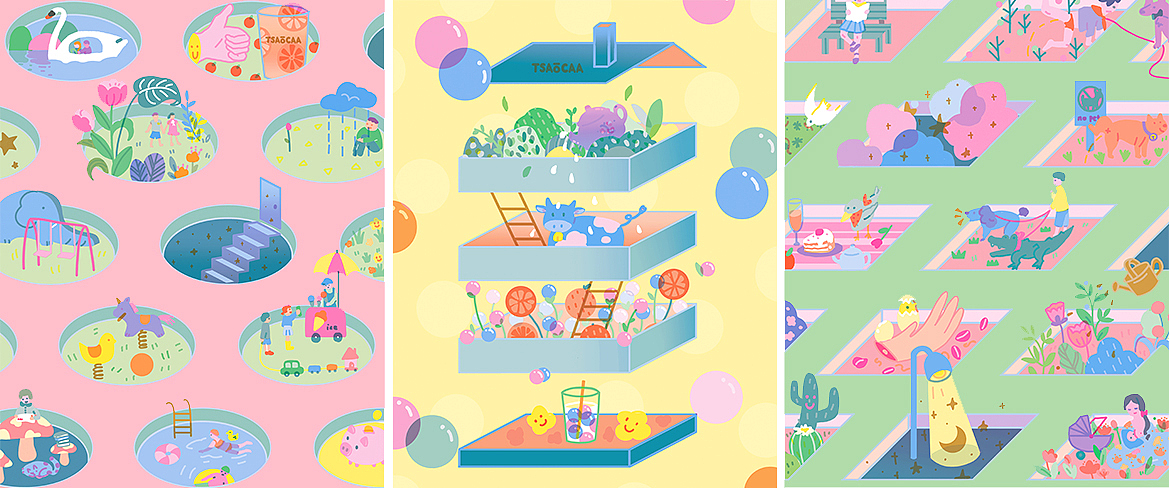 朝茶 | 喝奶茶的人們Riso Print（圖ZMjY5MTYzODY0） - 商業(yè)插畫 - 站酷設計師Ynotyuan原創(chuàng)素材 - 站酷ZCOOL