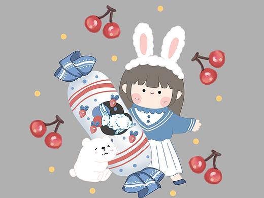 大白兔奶糖创意插画