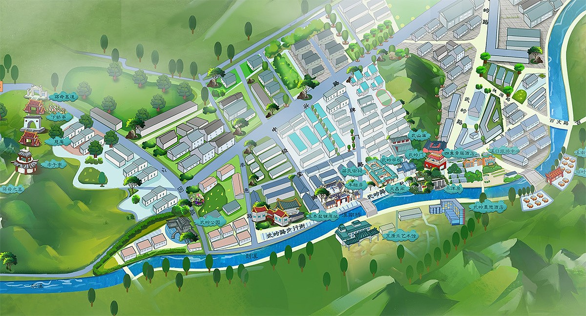 蒋氏故居景区导览图手绘地图