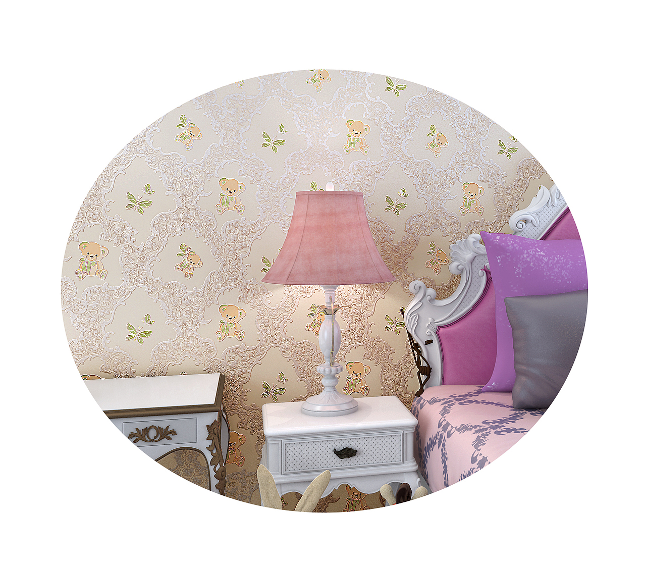 一组甜美梦幻儿童房效果图（图ZMjQwNjEwNzY=） - 家装设计 - 站酷设计师365556865原创素材 - 站酷ZCOOL