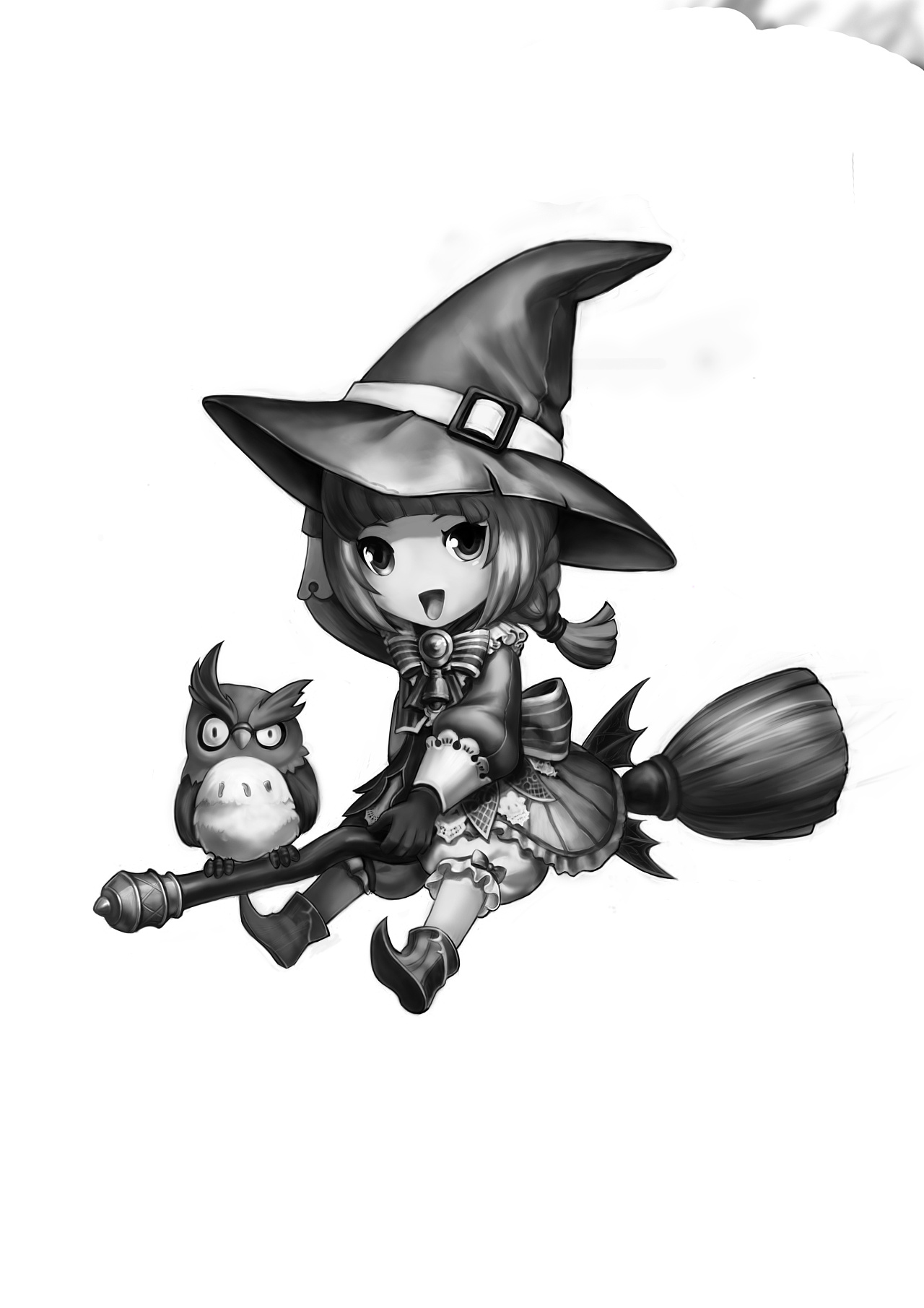 小魔法师黑白|插画|概念设定|丸子爷 - 原创作品 - 站酷 (zcool)