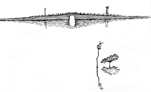 西湖断桥简笔画卡通图片