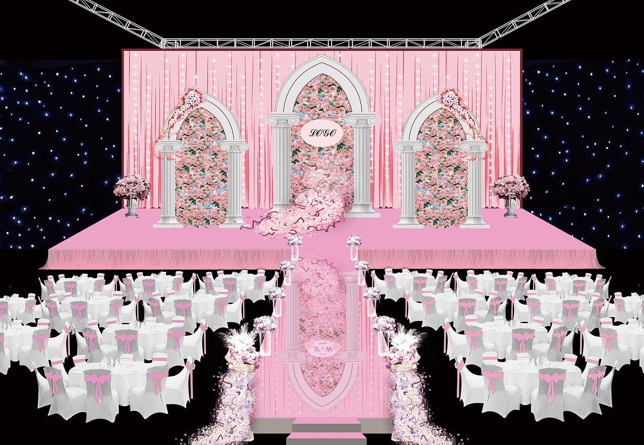 粉色婚礼效果图|插画|商业插画|罗宾汉H2 - 原创作品 - 站酷 (ZCOOL)
