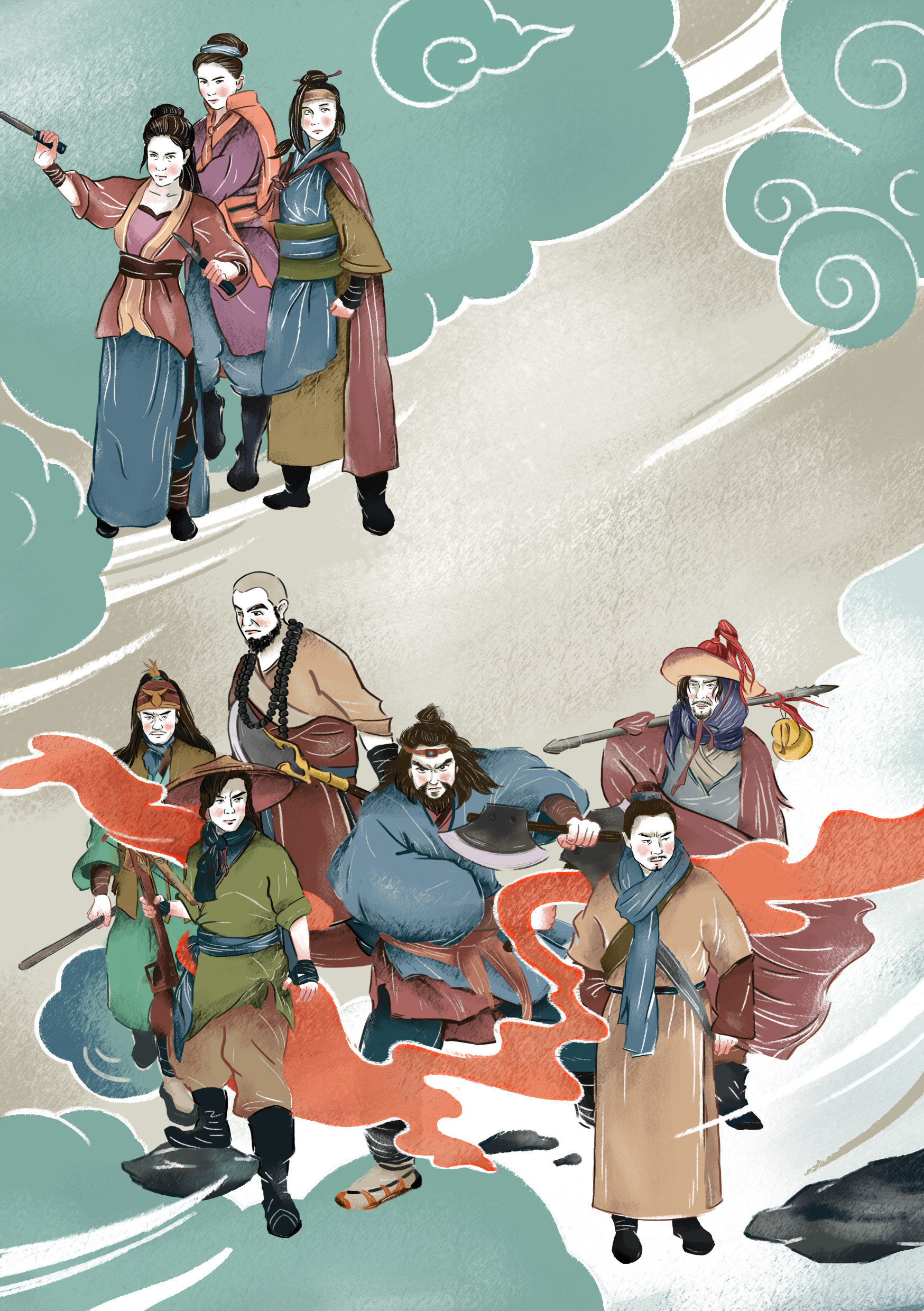 《水浒传》封面插图|插画|商业插画|小白的角 - 原创作品 - 站酷 (ZCOOL)