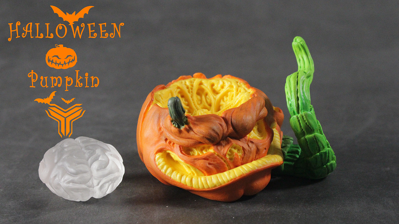 在万圣节的时候设计的南瓜头笔架-上色版（图ZMTU2NzMzMzAw） - 手办/模玩 - 站酷设计师吉吉子_Clark原创素材 - 站酷ZCOOL