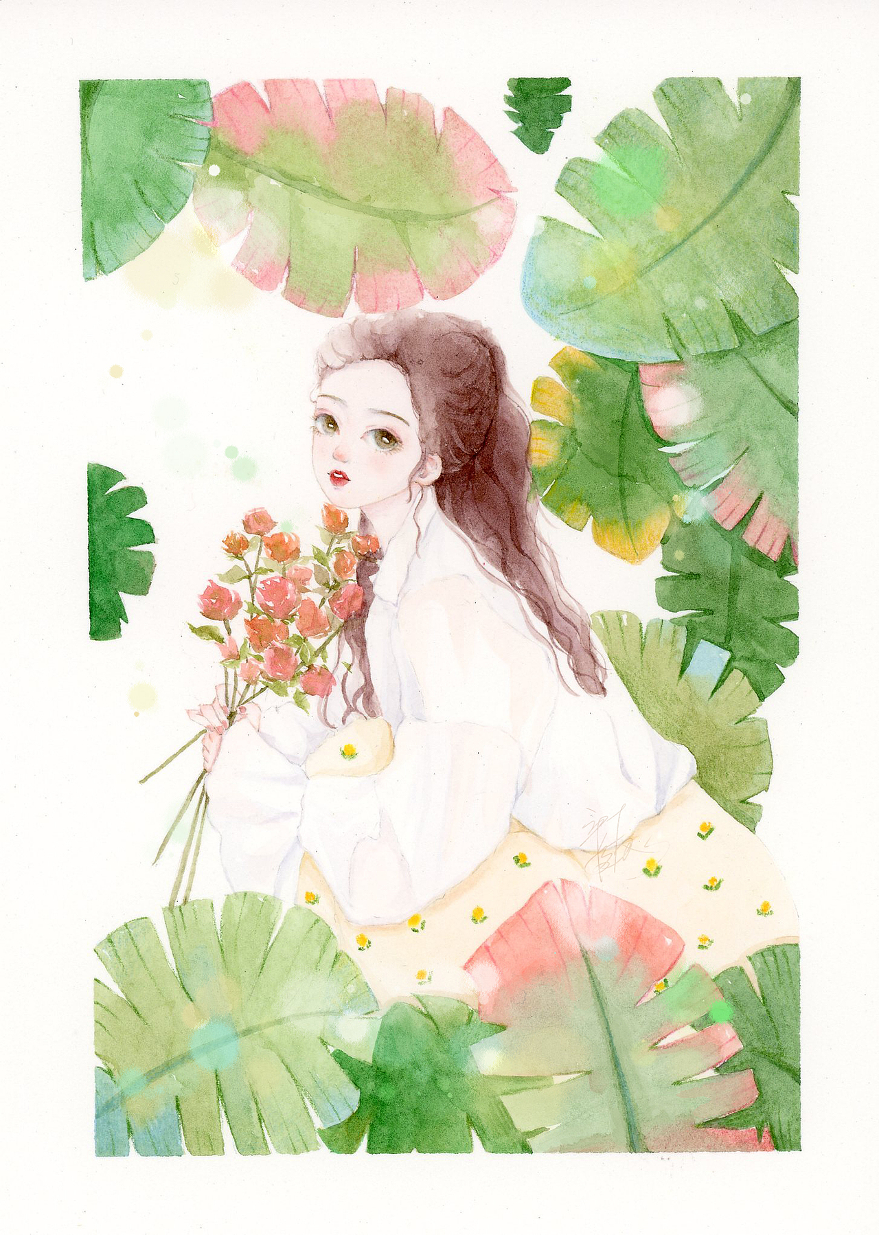 少女插画（图ZMTYzODEyNjQ4） - 绘画 - 站酷设计师颜夕画语原创素材 - 站酷ZCOOL