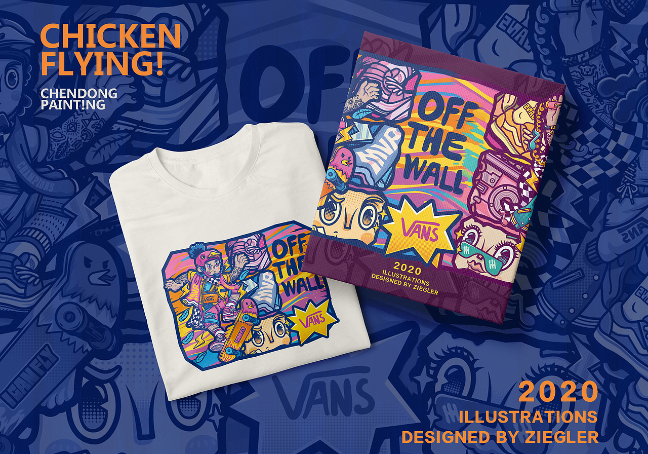 #vans艺术家#鸡飞girl跳-vans潮流T恤（图ZMjA1MzU5NjA4） - 商业插画 - 站酷设计师晨东ZIEGLER原创素材 - 站酷ZCOOL
