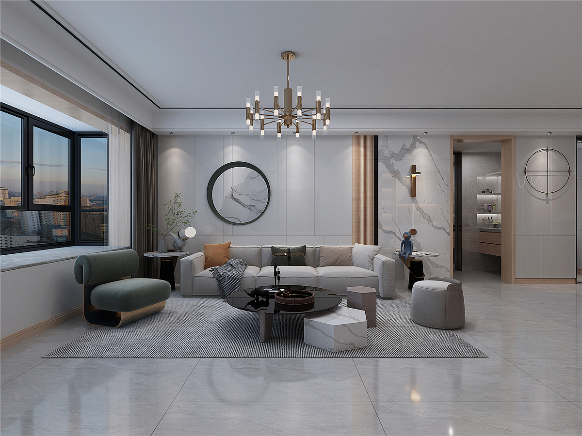 泰安吾悦华府160平现代风格装修设计效果图案例