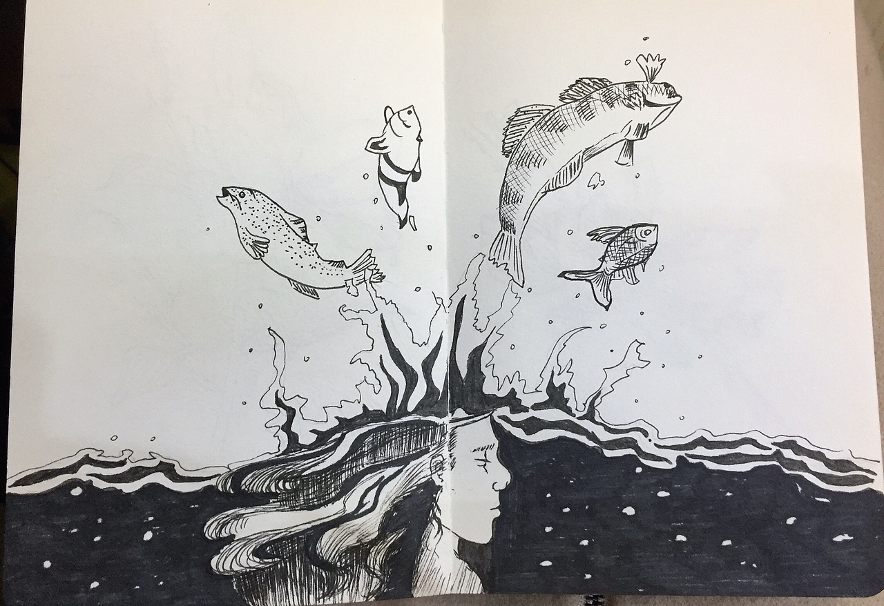 雨、鱼、愚（图ZMTkzMDU1OTQ0） - 创作习作 - 站酷设计师瑞贝卡啊原创素材 - 站酷ZCOOL