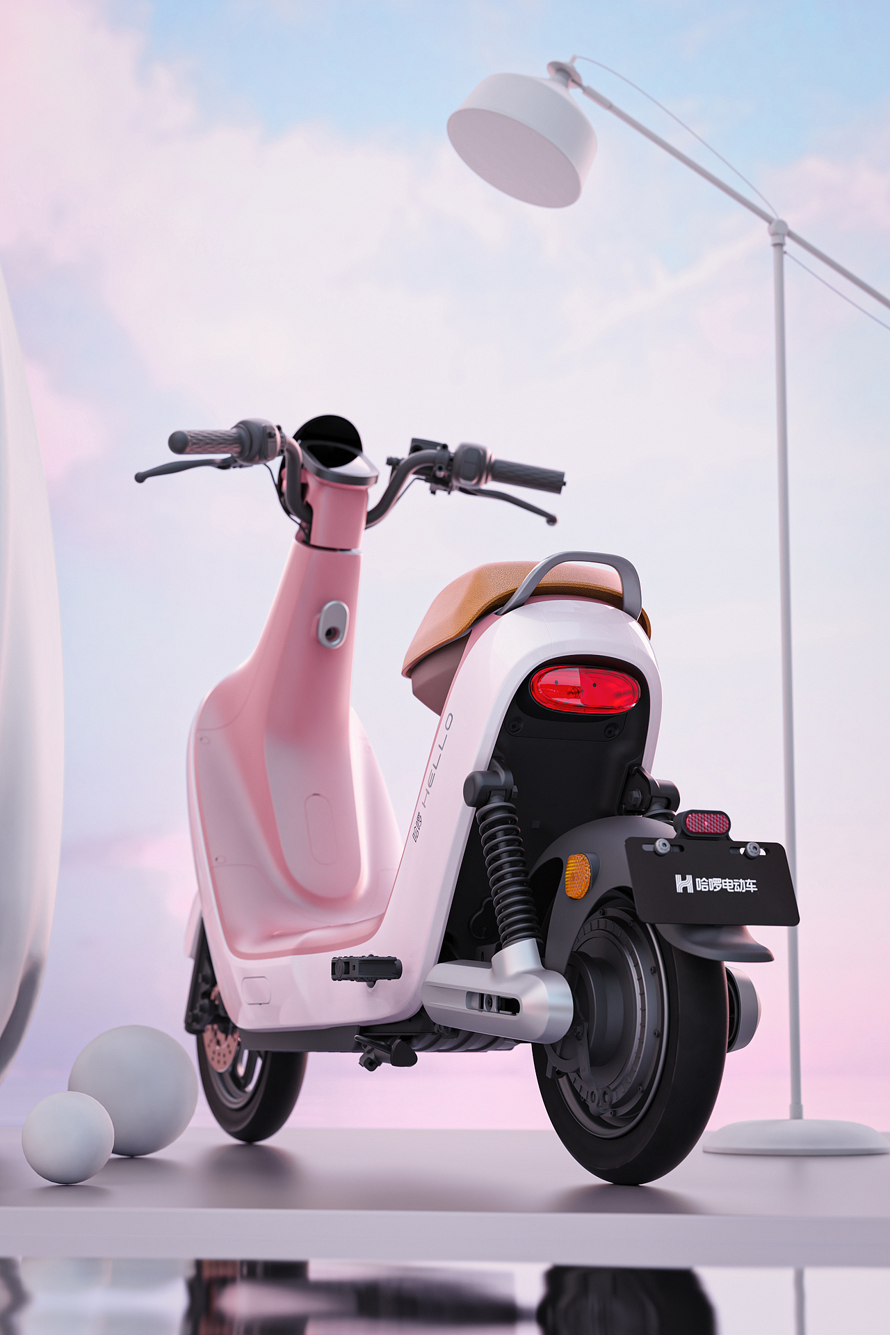 哈啰b70电动车场景渲染图