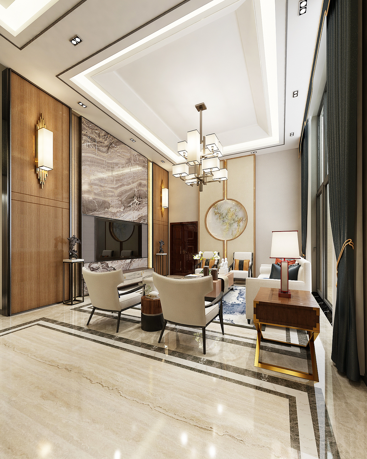 地下挑空客厅,角度D