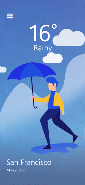 下雨动效app插画界面
