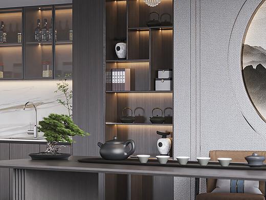 新中式茶室 小图渲染