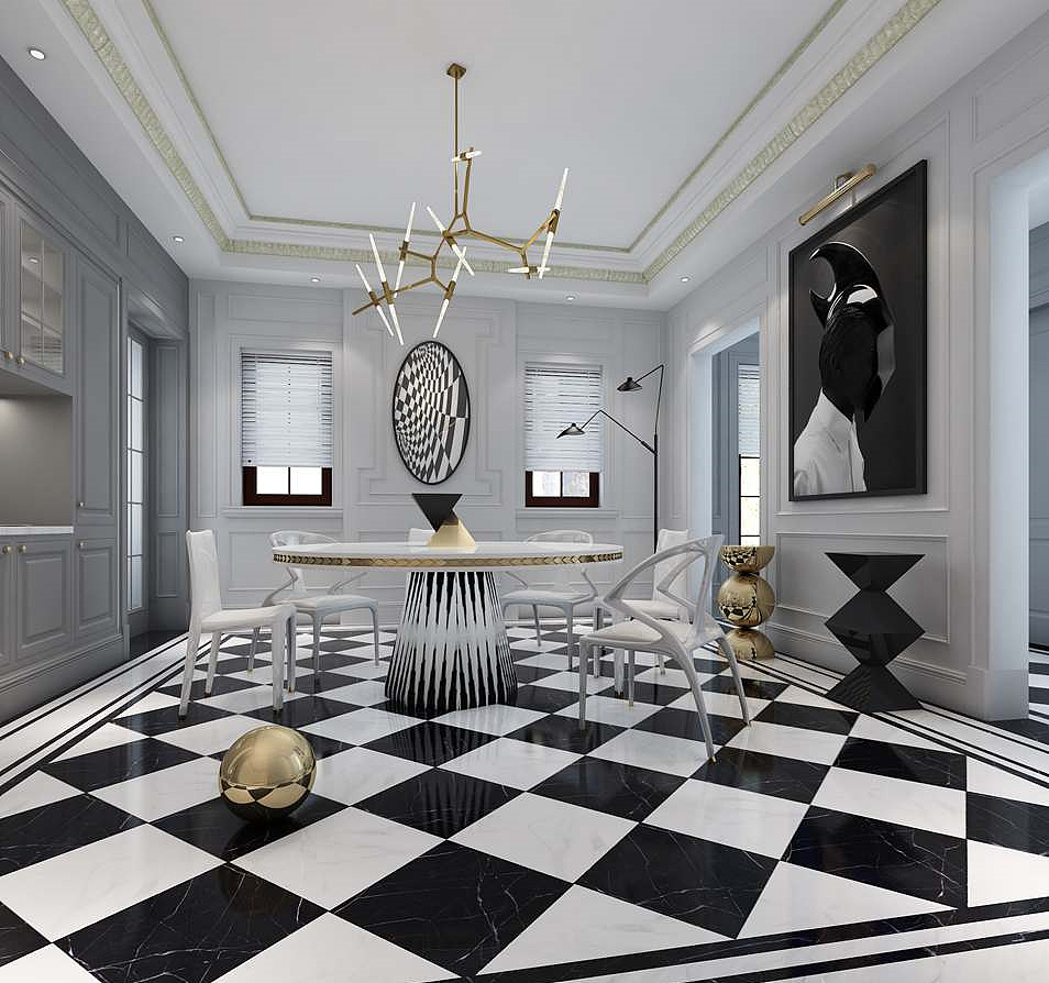 碧桂园500平新古典别墅装修,品味高贵奢华的生活---餐厅