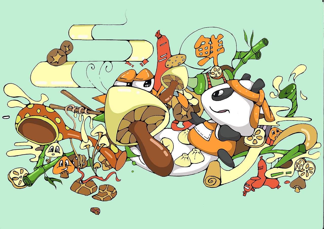 熊貓練習-麒麟胖哥火鍋IP形象（圖ZMjcwNjg3NTY4） - IP形象 - 站酷設(shè)計師李大趕原創(chuàng)素材 - 站酷ZCOOL