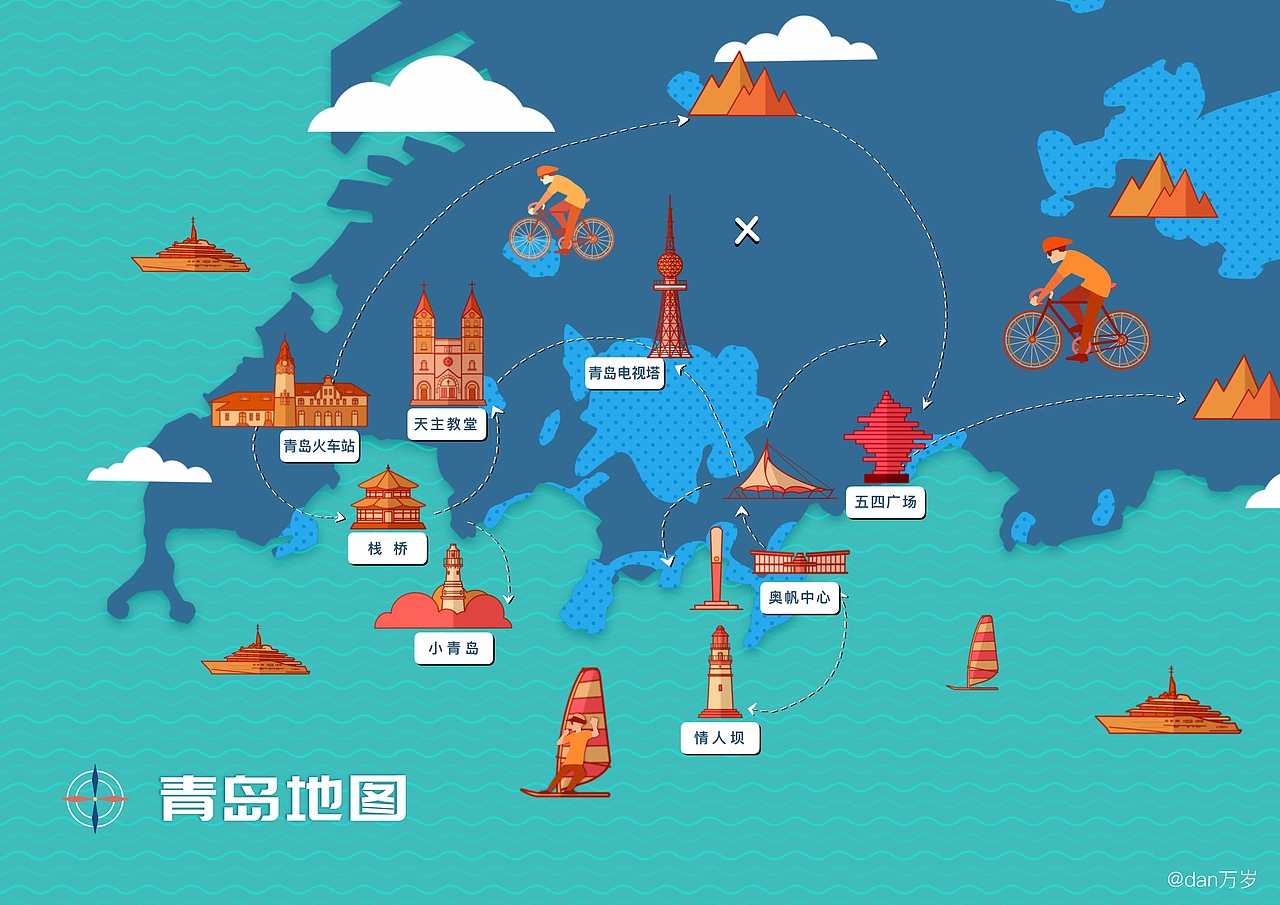 青岛地图（图ZMTYyNDQwNjYw） - 商业插画 - 站酷设计师dan万岁原创素材 - 站酷ZCOOL