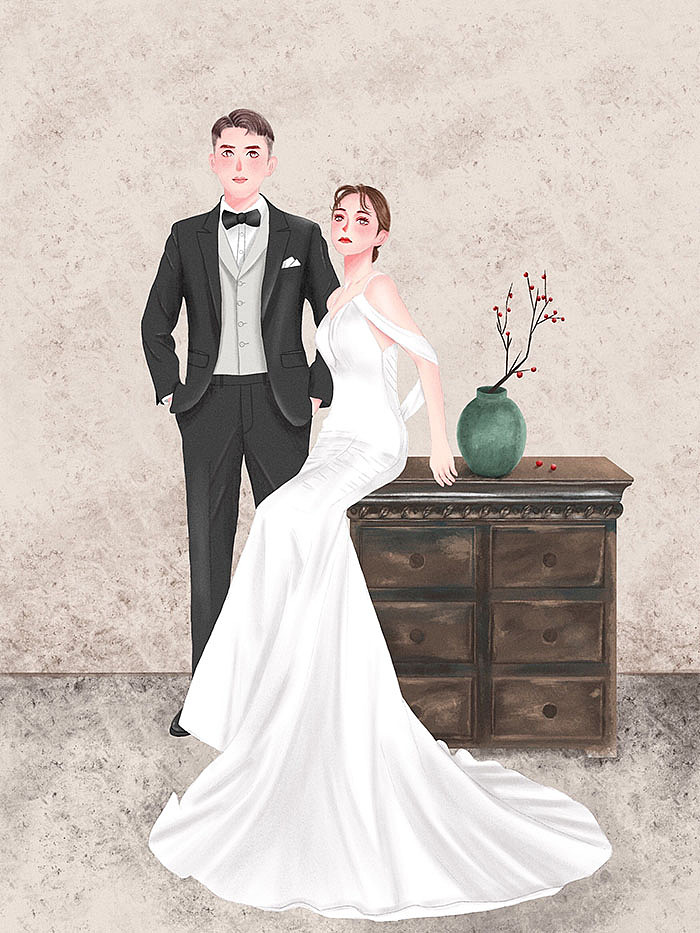 手绘人物 | 婚礼插画 | 手绘请帖（图ZMjExODk3NzY0） - 商业插画 - 站酷设计师小笨原创素材 - 站酷ZCOOL