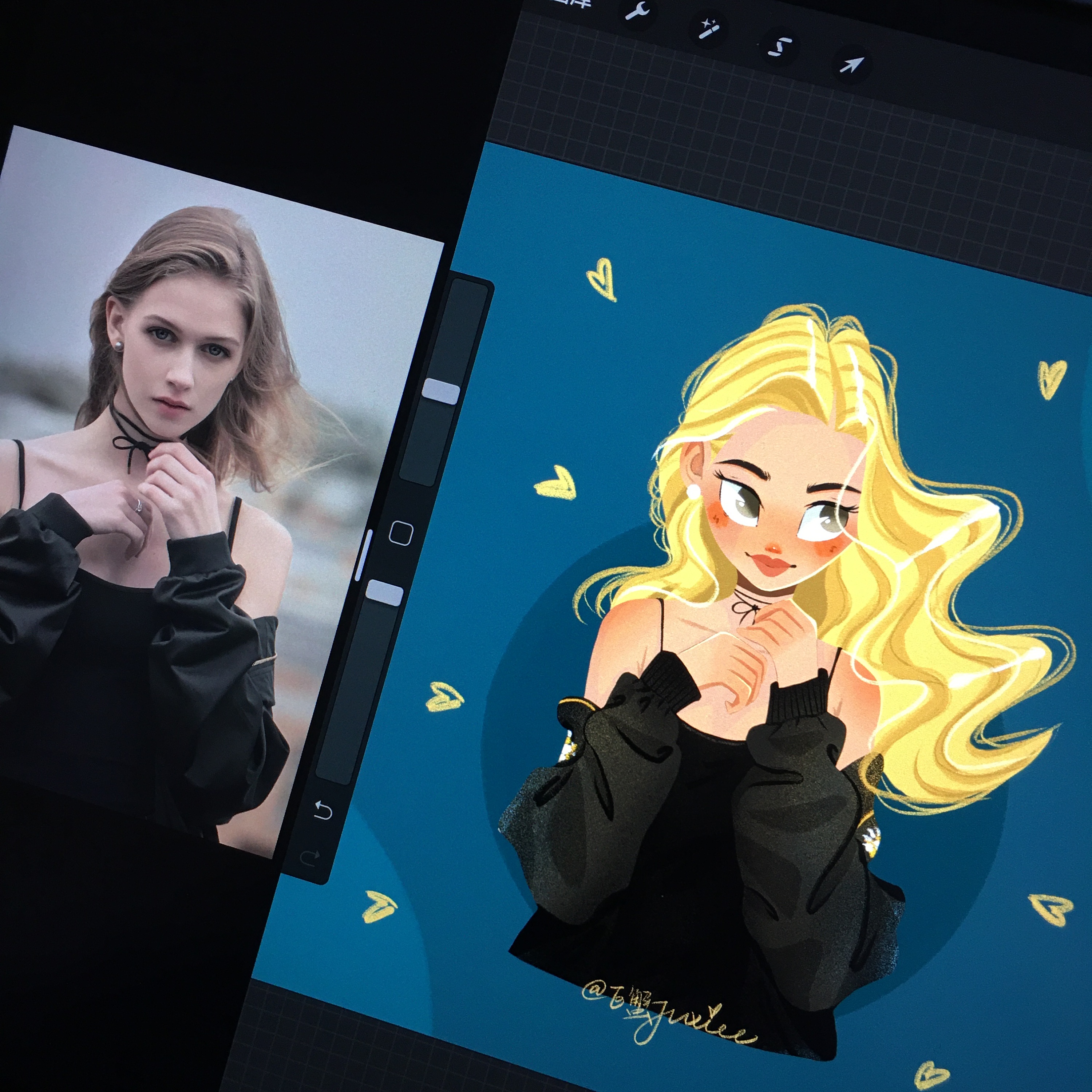 欧美风procreate原创插画头像|插画|插画习作|巨蟹jux