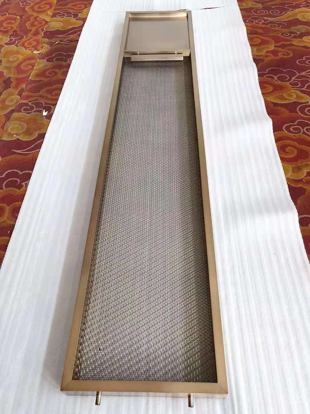 铝雕红古铜拉丝屏风隔断 山东青岛碧桂园售楼部屏风