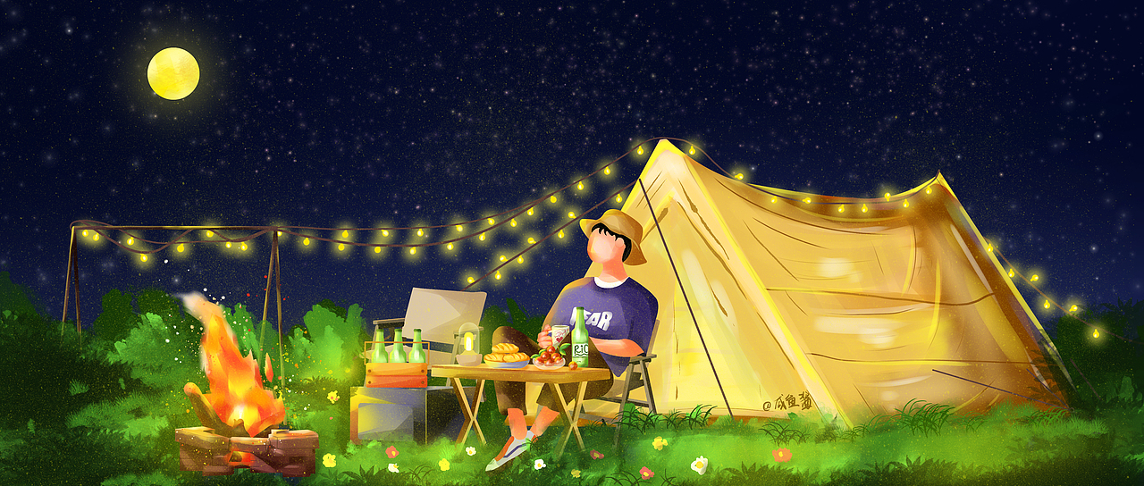 秋日露营记（图ZMzE1NTk3NzMy） - 儿童插画 - 站酷设计师咸二喵原创素材 - 站酷ZCOOL
